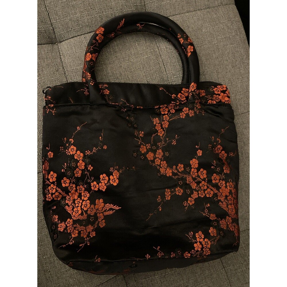 Chinese Style Red & Black Floral Embroidery Hand Bag & Lipstick Case Compact